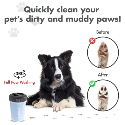 Dexas Lidded MudBuster - Limpiador portátil para Patas de Perro, Mediano, Color Azul