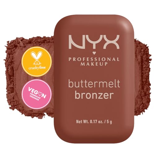 NYX Professional Makeup, Buttermelt Bronzer, Tono: Do Butta (café chocolate). Bronceador cremoso en polvo infusionado con manteca de karité, mango y almendras, hasta 12hrs de uso, no se desvanece, resistente a transferencias. Fórmula vegana.