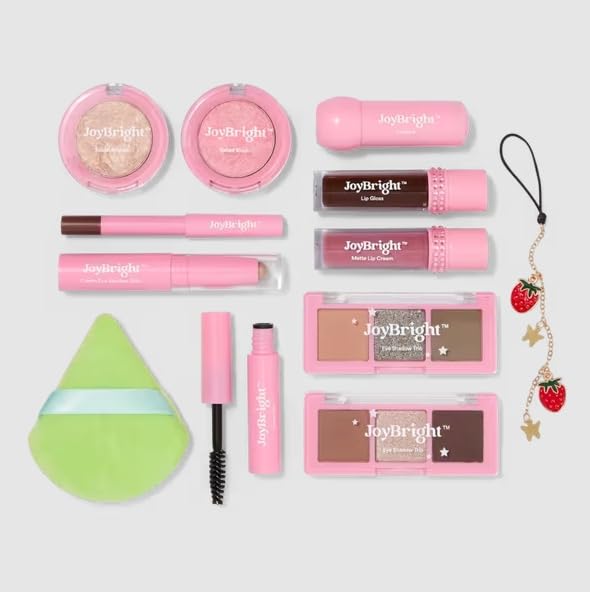 ULTA Colección navideña JoyBright 12 días de Belleza, Set de Regalo de Maquillaje y Cuidado de la Piel, diseño de Noria Rosa y Azul, temática del Oeste.