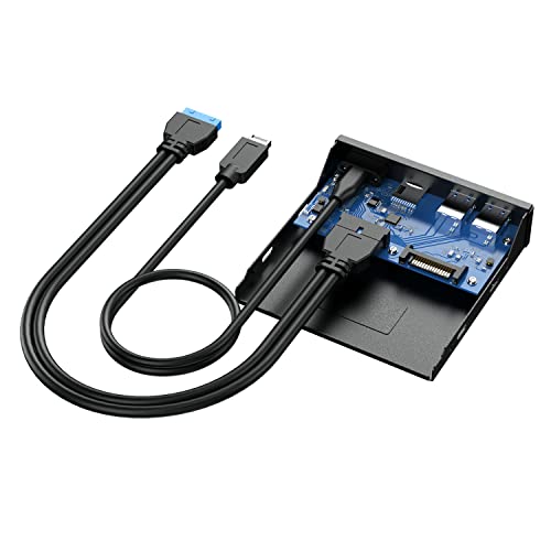 GRAUGEAR Hub USB de panel frontal de 3.5 pulgadas con lector de tarjetas interno, USB 3.2 Gen2 USB-C, puertos USB 3.0, ranuras para tarjetas SD MicroSD/TF, cabezal de llave A de 20 pines y conexión de alimentación SATA, bahía de 3.5 pulgadas [G-MP01CR]