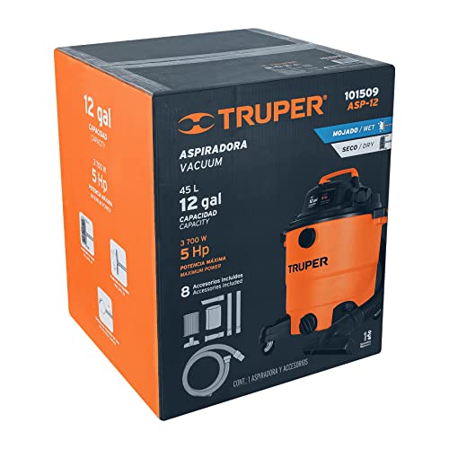 Aspiradora Truper plástica 12 GAL sólidos y líquidos