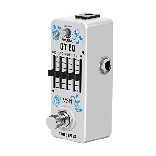 VSN Guitar Equalizer Pedal 5-band Parametric EQ Guitar Effect Pedal Frequency Compensator ±18dB Range for Mini Size True Bypass
