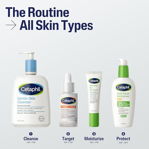 Cetaphil Suero De Vitamina C, Reduce Visiblemente La Apariencia De Manchas Oscuras E Hiperpigmentación, Formulado Con Niacinamida, Diseñado Para Pieles Sensibles, Sin Fr Blanco 1 Onza Líquida (Paquet