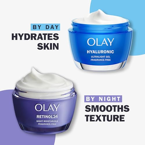 Olay Regenerist Hyaluronic Acid + Peptide 24 Gel Face Moisturizer for All Day Skin Hydration, Fragrance-Free, 1.7 oz with Niacinamide, includes Olay Whip Travel Size for Dry Skin