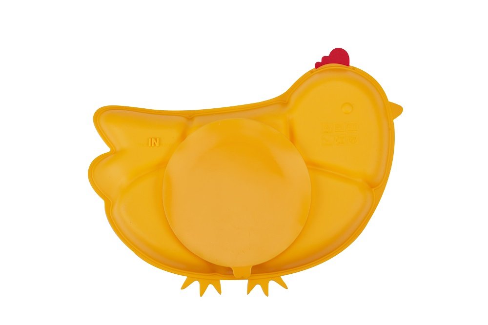 Innobaby Din Din Smart - Plato de silicona para pollo, diseño de niños, Amarillo