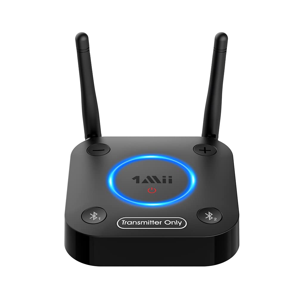 Transmisor Bluetooth 5.2 1Mii Negro con Entrada Óptica y Largo Alcance para TV