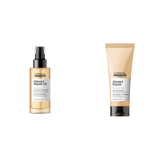 L'Oreal Professionnel Suero reparador de cabello danado 90 ml serie expert absolut repair gold + L'Oreal Professionnel Acondicionador reparador para cabello danado 200 ml