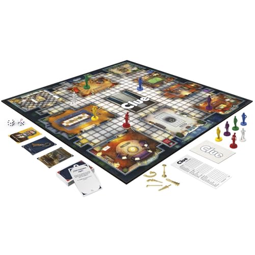 Hasbro Gaming Juego de Mesa Clue - Juego de Misterio para 2 a 6 Jugadores Ideal para Jugar con la Familia o Amigos a Partir de los 8 años