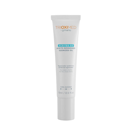 TRIOXIMED | Aceite Ozonizado Oliva O3 15 Ml | Puede ser utilizado por toda la familia | Mejora lesiones superficiales como: hongos, virus. encías, bacterias, rozadura pañal, raspones, picaduras de mosquitos, cortaduras, aftas, lesiones bucales, gingivitis