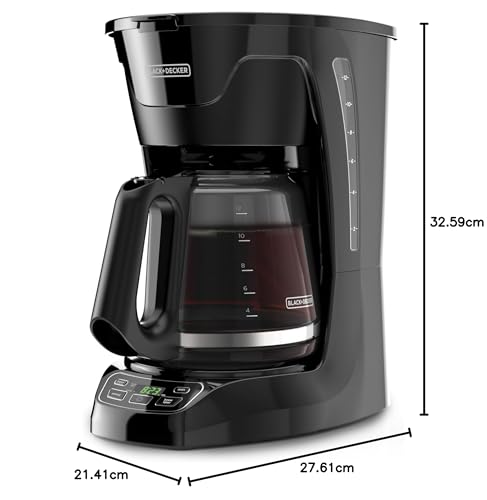 BLACK+DECKER Cafetera Programable Digital,12 Tazas, Filtro Permanente, CM1110B-LA