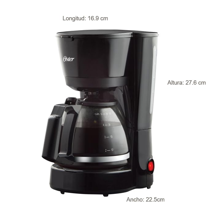Cafetera Oster, de 5 Tazas, con Filtro Permanente, Negro, modelo BVSTDC05