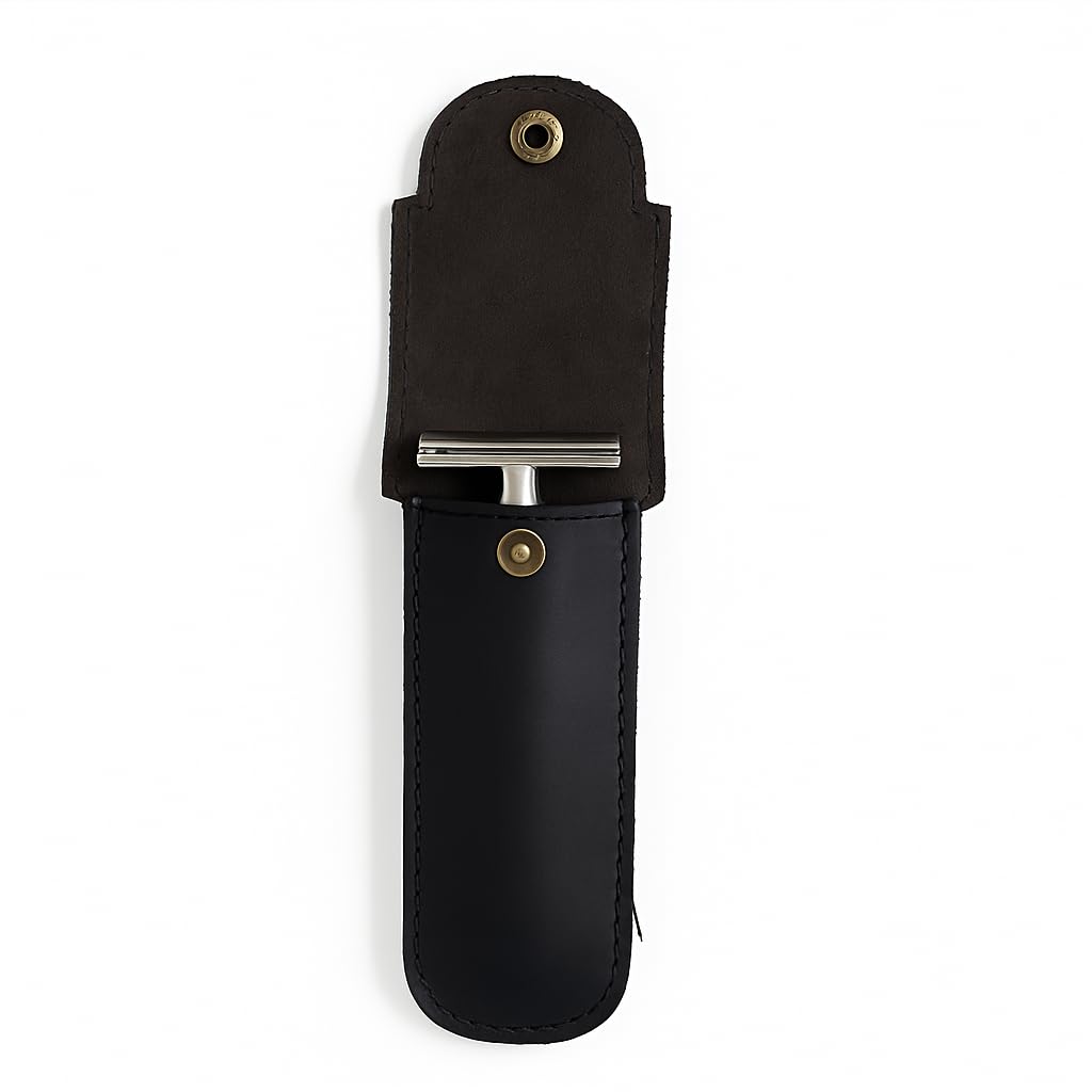 PavinCrafter Funda de piel flor para maquinilla de afeitar | Estuche de doble filo | Funda protectora para maquinilla de afeitar de seguridad, hecha a mano, para viaje y almacenamiento | Accesorio de