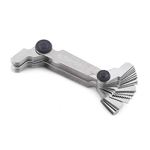 Calibrador de rosca, 51/52Pcs Métrico + imperial (52pc) Calibrador de rosca de acero inoxidable, Herramienta de medición de paso de tornillo de 60 y 55 grados(Metric+ imperial (52pc)) Calibradores