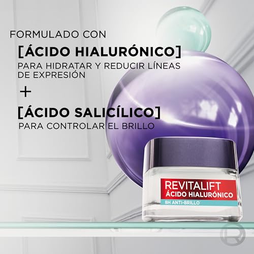 L'ORÉAL Paris Gel Crema Revitalift Ácido Hialurónico 50 gr | Controla Sebo, Poros