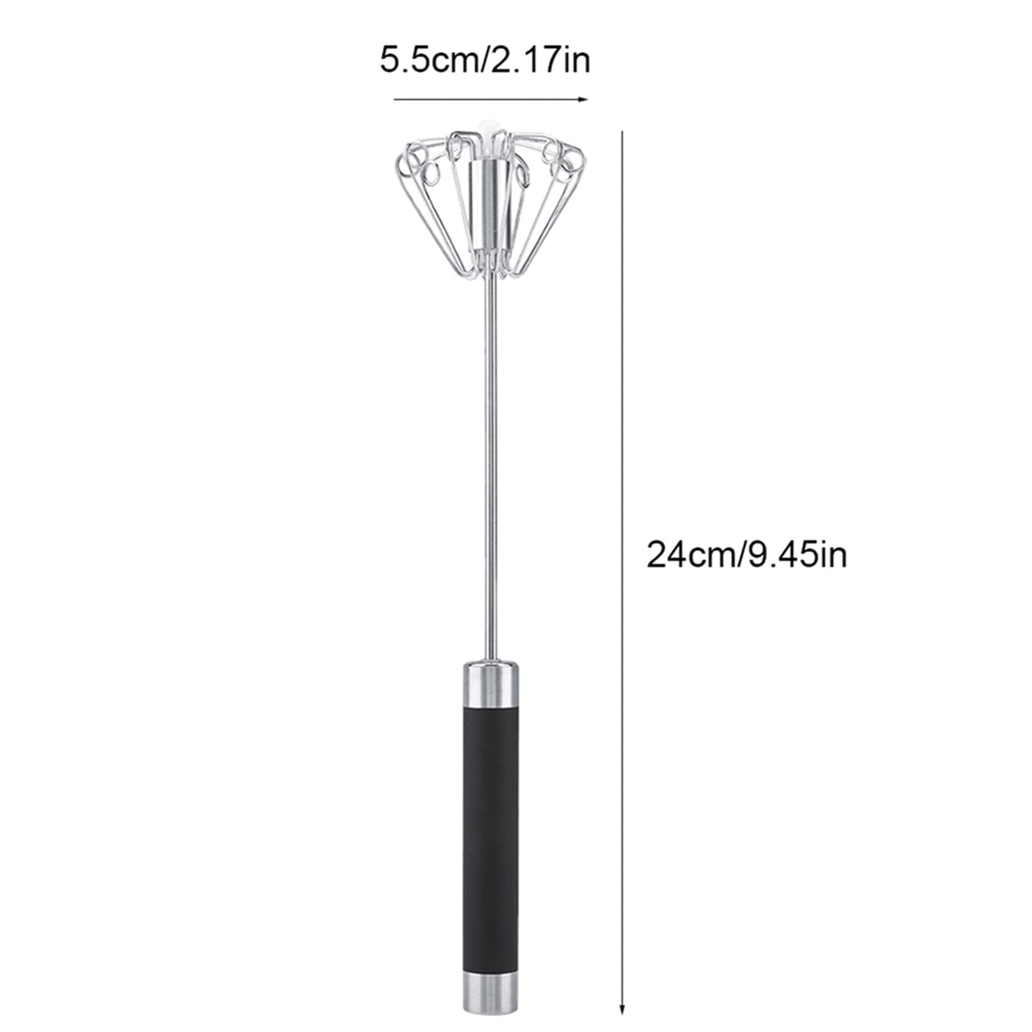 Batidora de Cocina Giratoria de Acero Inoxidable, Batidor Manual Batidor de Huevos Batidora de Empuje Manual Agitador Batidor de Mano de Acero Inoxidable Batidora Utensilio