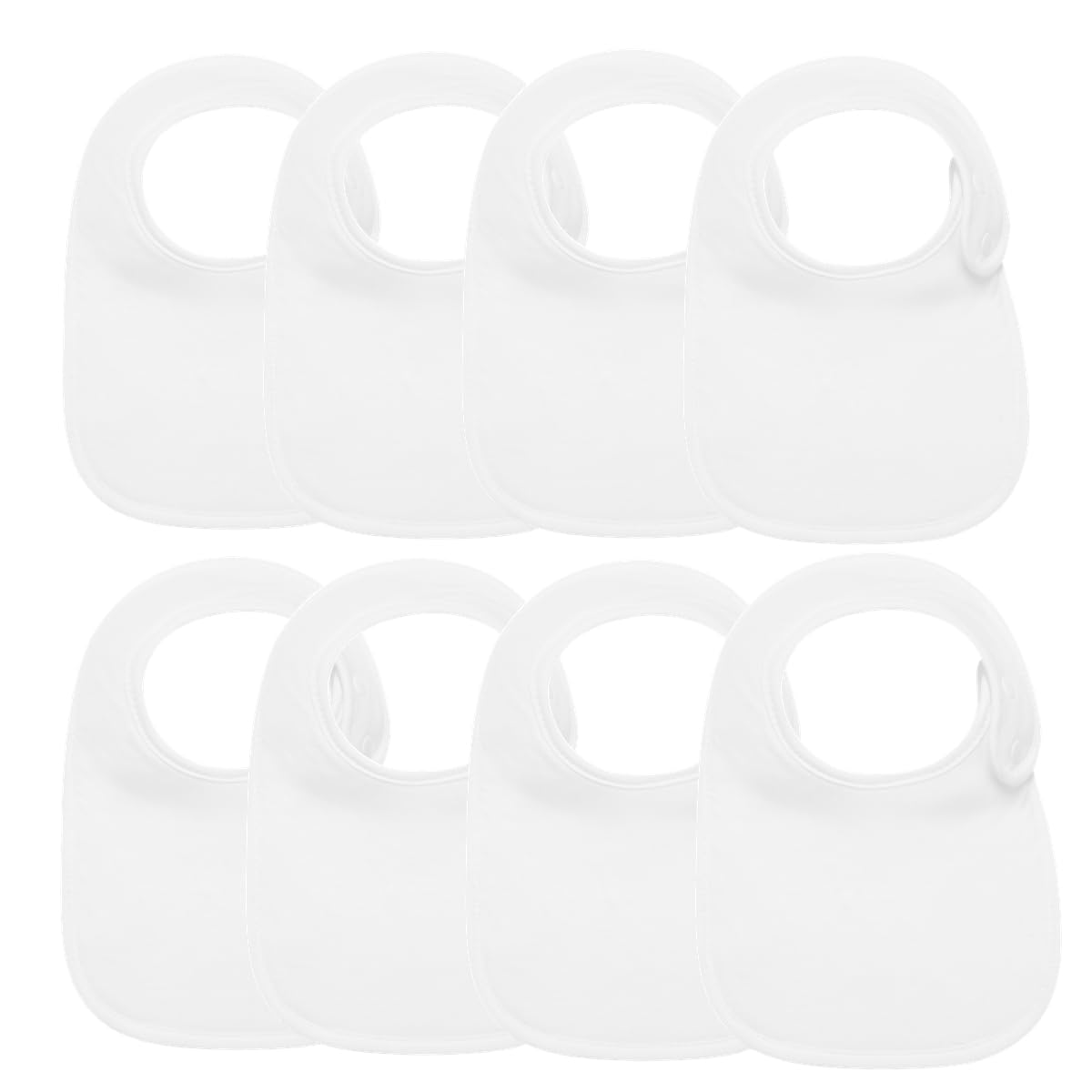 lazyrhino - Paquete de 8 baberos unisex ajustables con broches de presión ultra suaves y absorbentes para la dentición para niños y niñas (blanco)