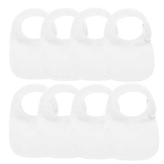 Paquete de 8 Baberos lazyrhino Blanco Ajustables Ultra Suaves y Absorbentes para Niños y Niñas