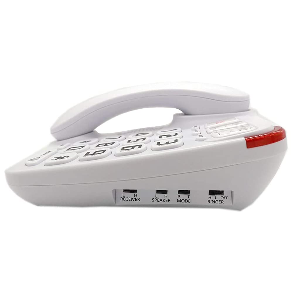 JeKaVis J-P45 Teléfono con cable con botón grande y altavoz alto, teléfonos Land Line compatible con audífonos para personas mayores, soporte de marcación rápida/montaje en pared