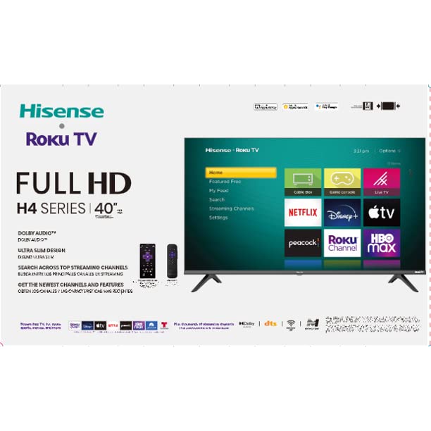 Hisense Television de 40 Pulgadas Serie H Pantalla LED HD Smart Roku TV con HDR HDMI USB Frecuencia de Actualización 60 Hz Funciona com Asistente Google (Reacondicionado)