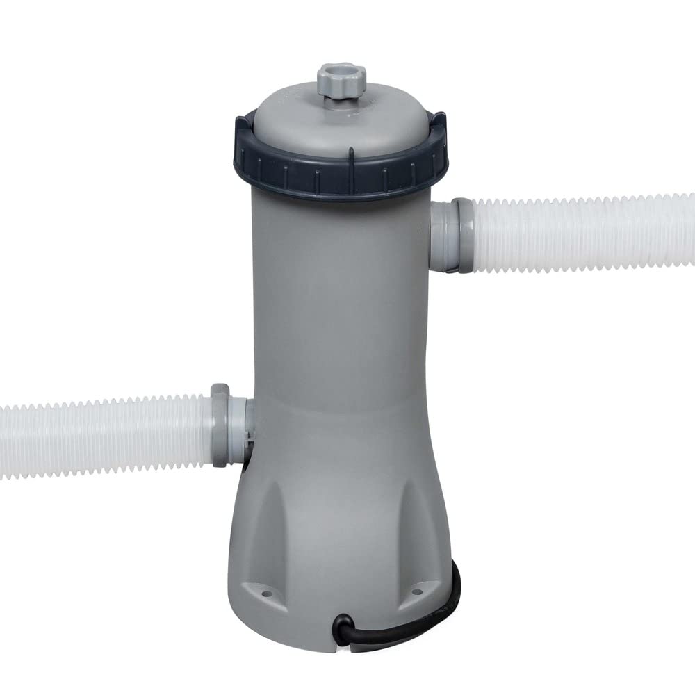 Bestway 57371 Alberca semiinflable Redonda 4.57x1.07cm Gris con Bomba Filtro y Escalera, Gris
