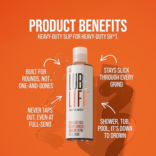 Lube Life Lubricante Anal a Base de Silicona - Espeso y Resistente al Agua, 8 oz, para Hombres, Mujeres y Parejas - Libre de Parabenos, Glicerina y Aceite