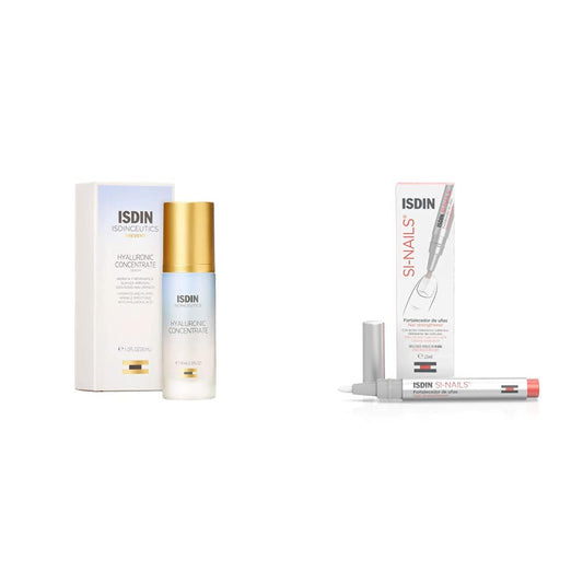ISDIN Isdinceutics hyaluronic concentrate, serum facial ligero y ultrahidratante, con acido hialuronico - 30ml + SI-NAILS Fortalecedor con ácido hialurónico 2.5 ml