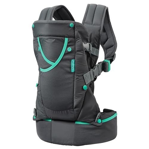 Infantino Carry On Active - Portabebés ergonómico con múltiples bolsillos para bebés y niños, 8-40 libras, con correas acolchadas, almacenamiento de cinturón lumbar y lazo para chupete