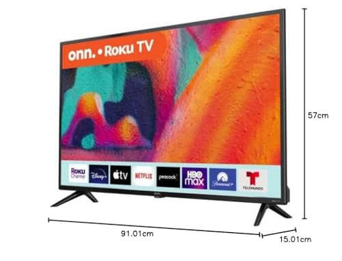 onn Television de 40″ Class Full HD (1080P) LED Roku Smart TV HDR Compatible con Netflix, Youtube, Disney+, Apple TV- 100058007 (Reacondicionado)