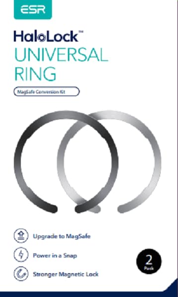 ESR para Anillo MagSafe, Ultrafino (0,4 mm) para calcomanía MagSafe, Paquete de 2 Unidades de Kit de conversión de Cargador inalámbrico magnético Universal para iPhone 15/14/13/12, Galaxy S23/S22,