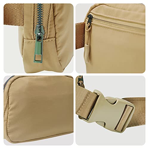 Cangurera Deportiva, Riñoneras Deportiva con Tela Impermeable de Amplia Capacidad, Bolsas de Crossbody Cinturón de Viaje de Seguridad para Pasaporte, Efectivo y Tarjetas,Cinturón Ajustable (Caqui)