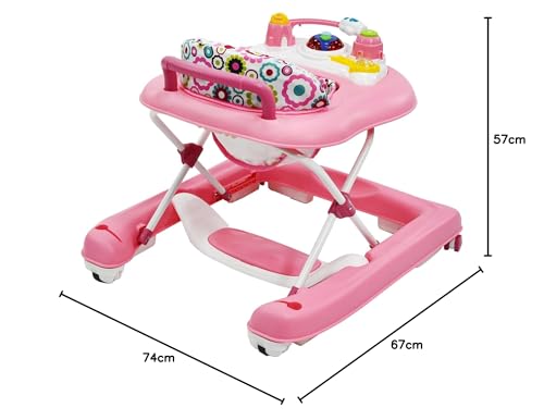 Andadera PRINSEL Rosa 3 en 1 con Asiento Acolchonado y Tablero Interactivo para Bebé