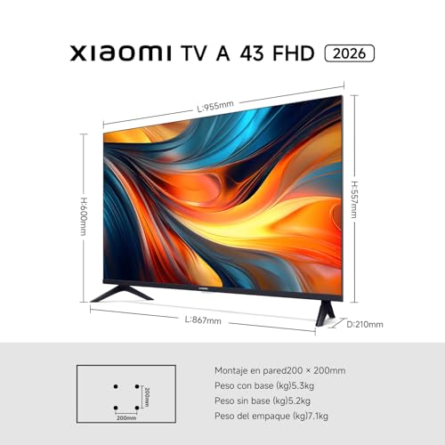 XIAOMI TV A 43 FHD 2026 | Google TV | Diseño Elegante con Bisel Ultrafino | Dolby Audio DTS:X + DTS Virtual:X1 | Voice Control