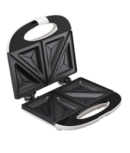 T-fal Sandwichera blanca con recubrimiento antiadherente, compacta, para 2 porciones de sándwiches, Con luz indicadora y fácil de limpiar, SM2111MX