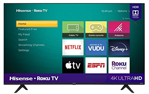 Hisense Televisión 2020 4K SmartTV Led con Sistema Roku, Compatible con Google Assistant y Alexa, Motion Rate 120, HDR10, DTS Studio Sound (50R6E3/ 50pulgadas)(Reacondicionado)