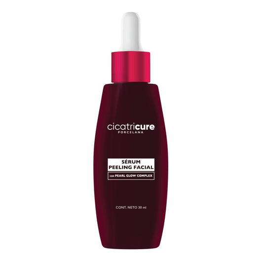 CICATRICURE - Porcelana Serum Peeling Facial. Efecto anti-manchas con hidrolizado de perla, mejora la textura, luminosidad y claridad de la piel. Uso para rostro y cuello, botella con 30ml
