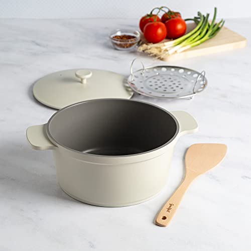 Goodful - Olla todo en uno, antiadherente de revestimiento múltiple, horno holandés fundido de alto rendimiento con tapa a juego, estante para asar y volteador, hecha sin PFOA, utensilios de cocina