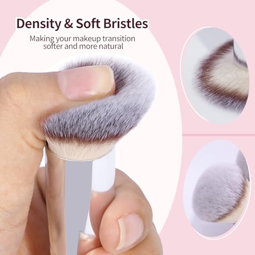 MAANGE Set de Brochas de Maquillaje 4 Piezas Brochas de Maquillaje Profesional Brocha para Base de Maquillaje con Caja de Regalo(Blanco)