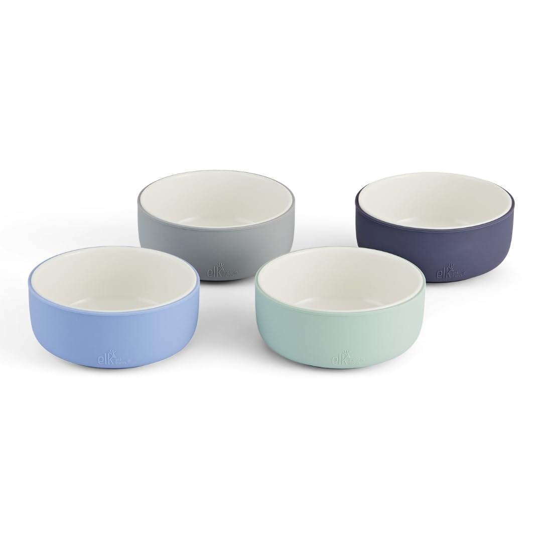 Tazones de porcelana para niños/niños pequeños de Elk and Friends + mangas