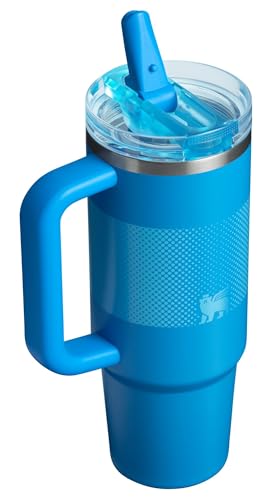 Vaso Térmico Stanley Quencher Plateado con Popote Integrado y Tapa a Prueba de Fugas