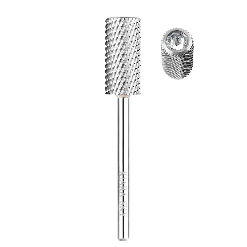 KIARA SKY Clavos Profesionales Brocas Universales de Acero Inoxidable para Taladro de Uñas E-File (Broca Gruesa de Barril Grande (Plata))