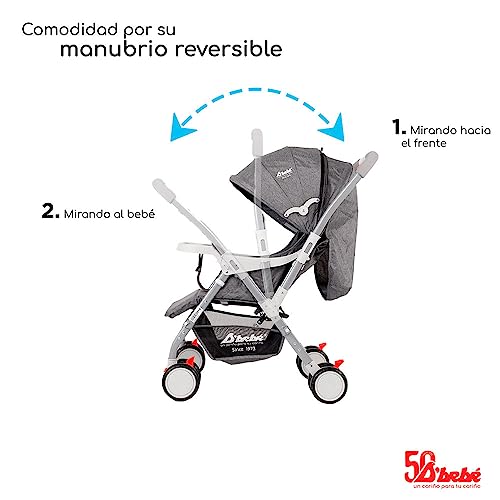 D´Bebé Carriola Baby BM Gris -Manubrio ajustable a 2 posiciones: posicion general y reversible -Respaldo con 3 posiciones
