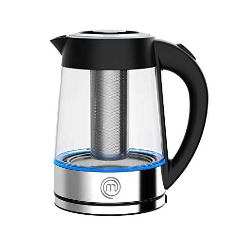 Hukën x Masterchef | Tetera eléctrica Fuse+ | Hervidor eléctrico | Tetera de vidrio | Infusor Removible | Tetera de acero inoxidable Base Giratoria | 1.7 litros
