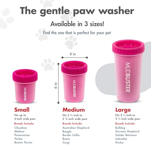 Dexas MudBuster Limpiador portátil para patas de perro, Rosado, Mediano