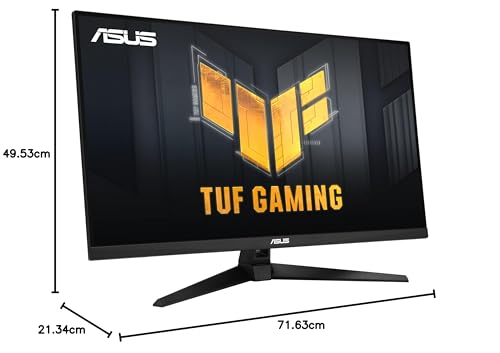 ASUS TUF Gaming Monitor HDR de 31.5" 1440P (VG32AQA1A) - QHD (2560 x 1440), 170Hz, 1ms, Extreme Low Motion Blur, FreeSync Premium, DisplayPort, HDMI, HDR-10, Shadow Boost, VESA Montaje en pared, negro