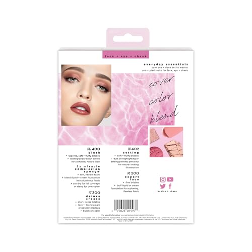 Real Techniques, Everyday Essentials, Set de Brochas de Maquillaje con Esponjas Multifuncionales, Kit de Accesorios Esenciales, Juego de Brochas para Maquillar Ojos, Mejillas y Rostro, 6 piezas