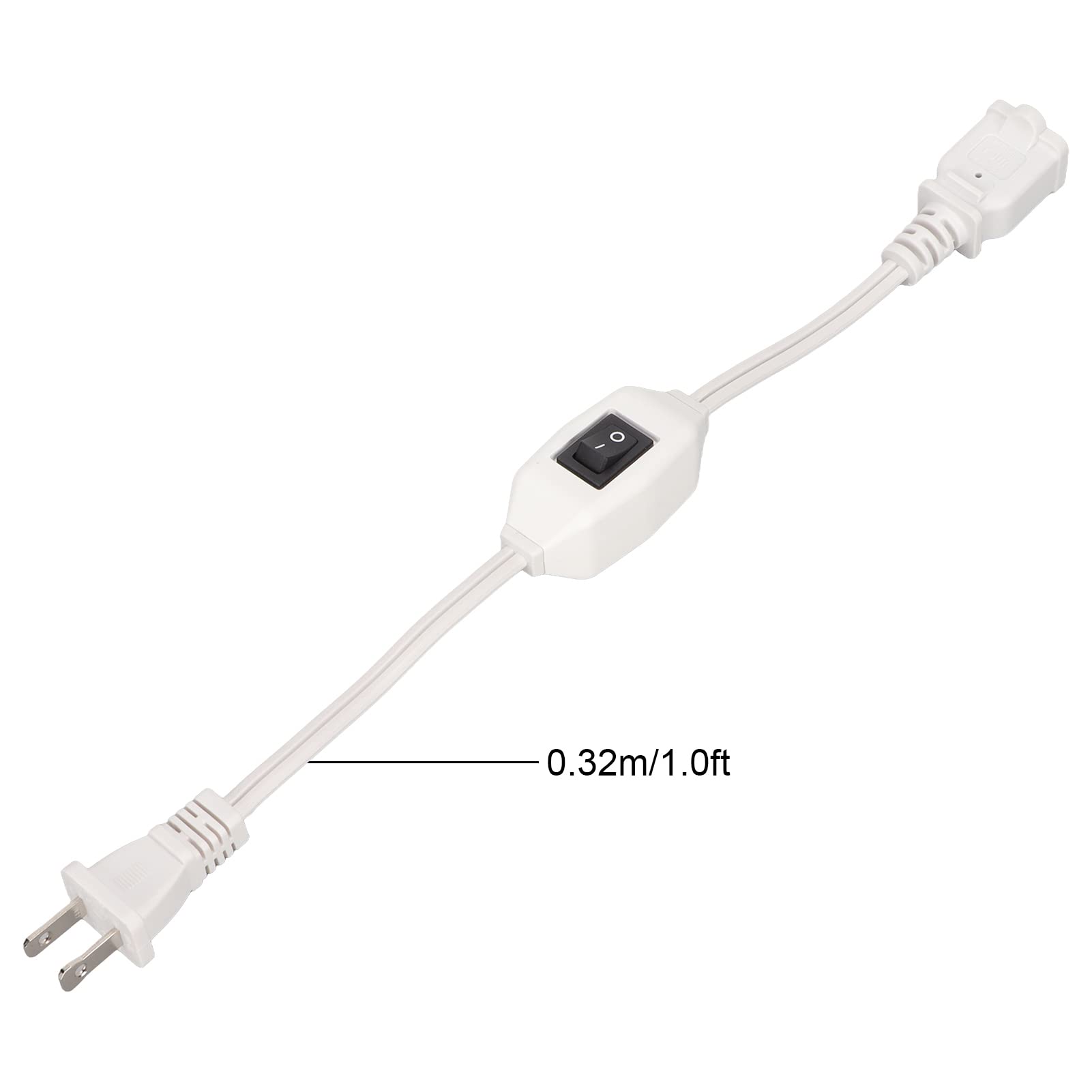 Cable de Extensión Coninterruptor de Encendido y Apagado, Ignífugo, Duradero, Portátil, de 2 Clavijas, Cable de Extensión (Blanco)