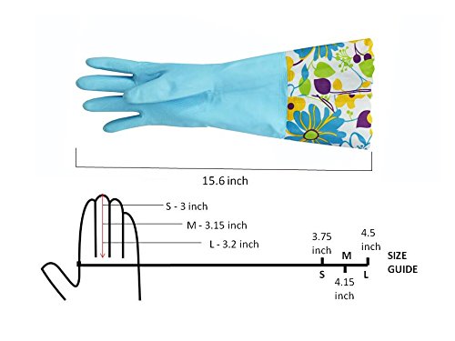 Finnhomy 31229 Guantes de limpieza sin látex, con forro de fibra suave, puño extra largo de 15 pulgadas y agarre texturizado de vinilo (2 pares)