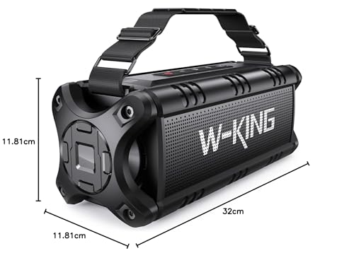 W-KING Altavoz Bluetooth Potente 90W con Graves Profundos, IPX6 Impermeable, Bocina Boombox Grande para Exteriores, Altavoz portáti Inalámbrico, Subwoofer, 24 Horas, Banco de Energía,TF, NFC, AUX, EQ