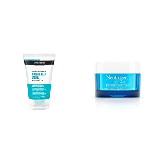 Exfoliante Facial Neutrogena Purified Skin Ácido glicólico 100 g, 1 + Hidratante Facial Hydro Boost Water gel 50 g