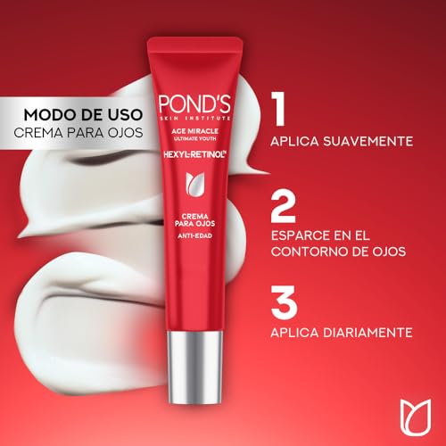 PONDS Crema para Ojos Age Miracle Ultimate Youth con Hexyl-Retinol para una piel más firme, luminosa y joven, ayuda a reducir arrugas, bolsas y ojeras 15 ml